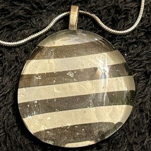Striped Glass Resin Unique Handmade One of a Kind Pendant Necklace